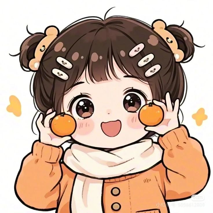 Hình ảnh chibi nữ cute - quả cam yêu thích