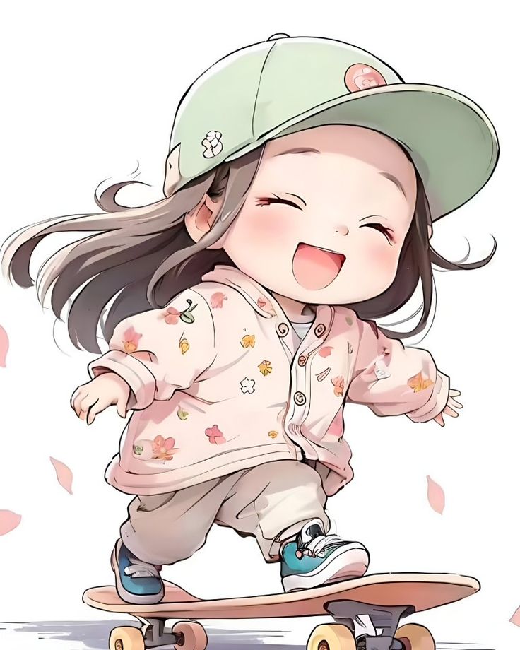 Hình ảnh chibi nữ cute - trượt ván
