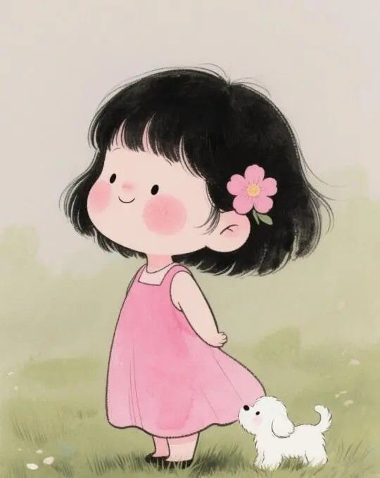 Hình ảnh chibi nữ cute - Và chú cún con