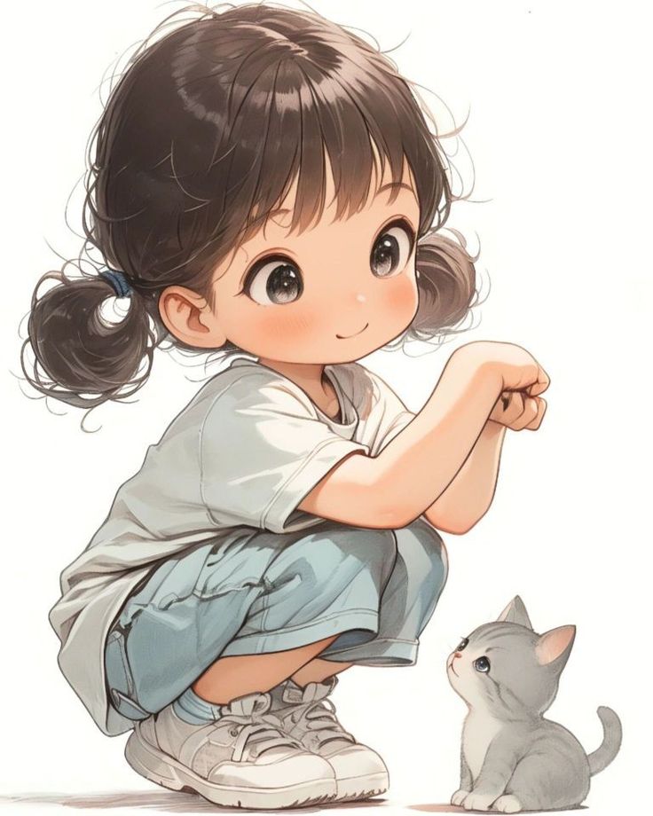 Hình ảnh chibi nữ cute - Và mèo con