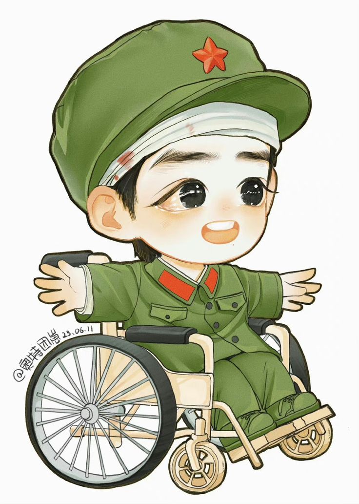 Hình ảnh chú bộ đội chibi - bị thương