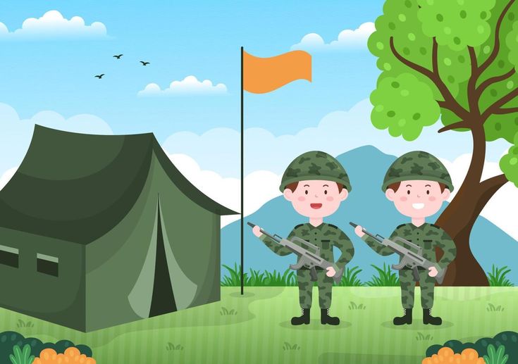 Hình ảnh chú bộ đội chibi - canh gác