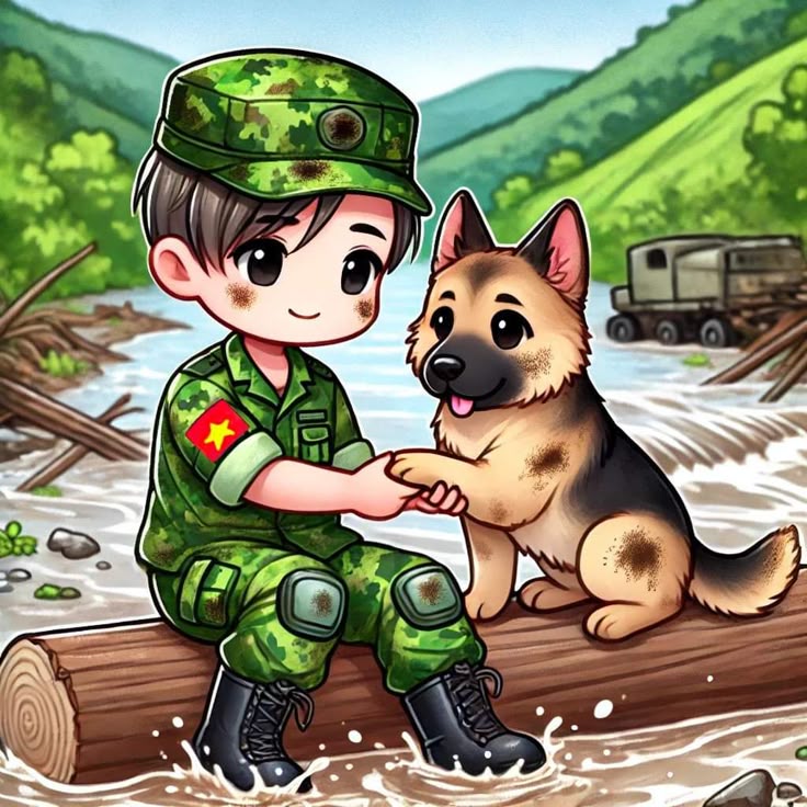 Hình ảnh chú bộ đội chibi - chú cún con
