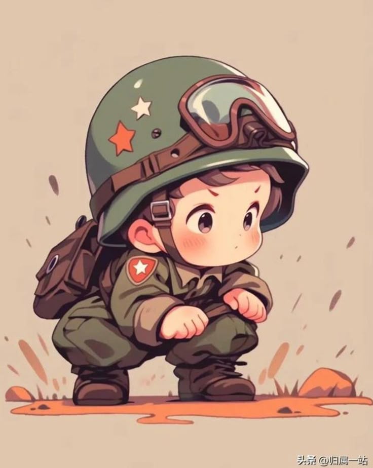 Hình ảnh chú bộ đội chibi - dũng cảm