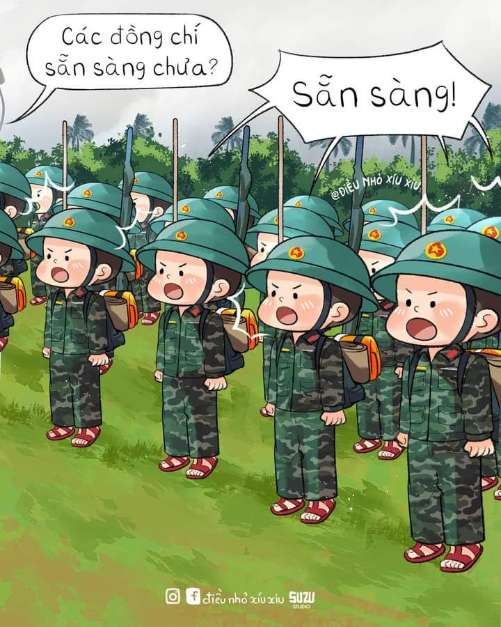 Hình ảnh chú bộ đội chibi - tập luyện