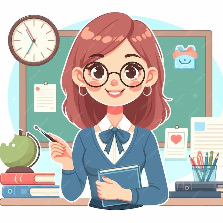 Hình ảnh cô giáo chibi cute - đeo mắt kính