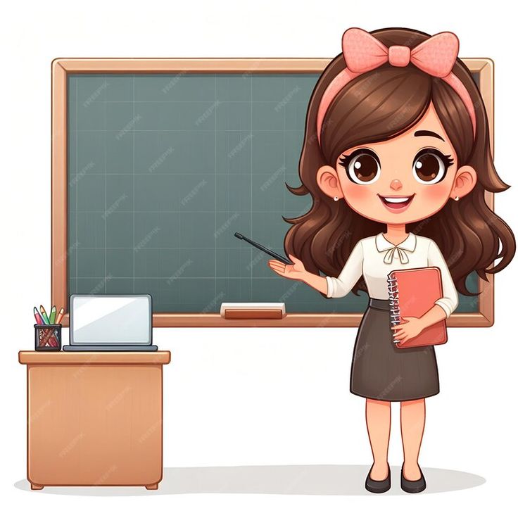 Hình ảnh cô giáo chibi cute - đeo nơ