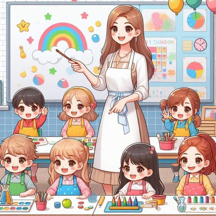 Hình ảnh cô giáo chibi cute - học tô màu