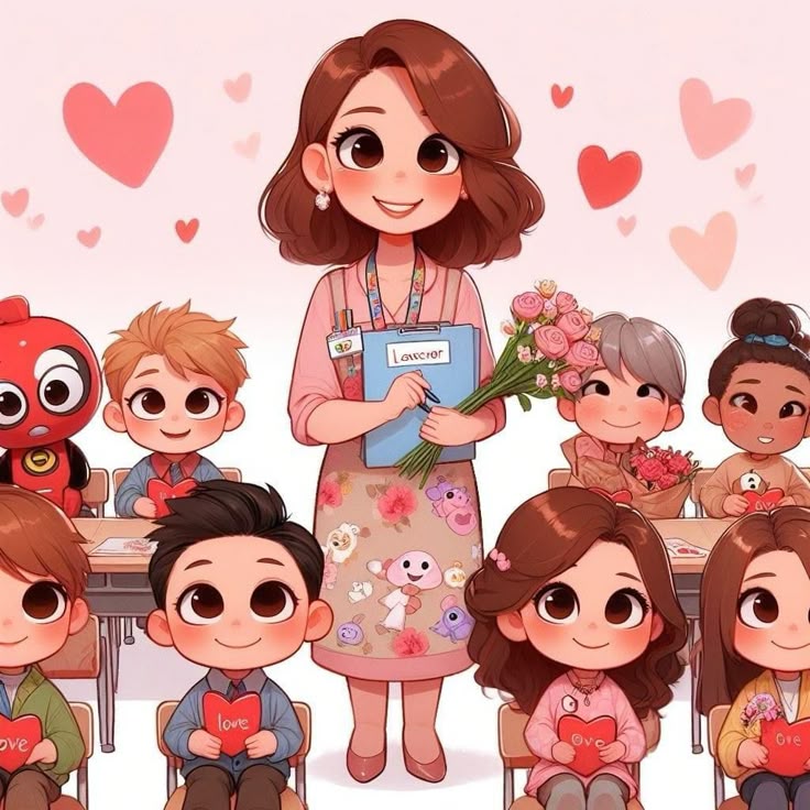 Hình ảnh cô giáo chibi cute - lớp học gắn kết