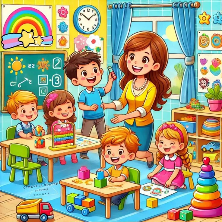 Hình ảnh cô giáo chibi cute - lớp học màu sắc
