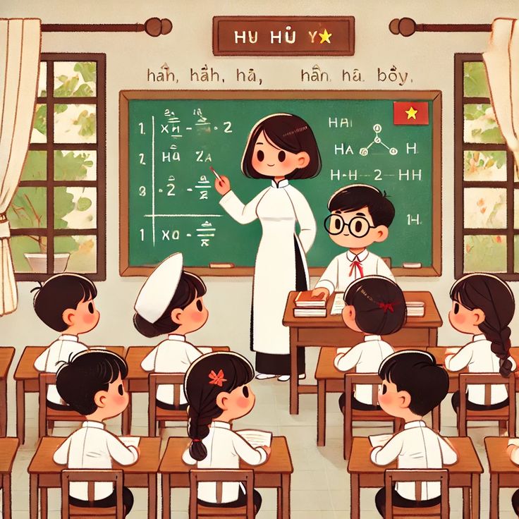 Hình ảnh cô giáo chibi cute - lớp học truyền