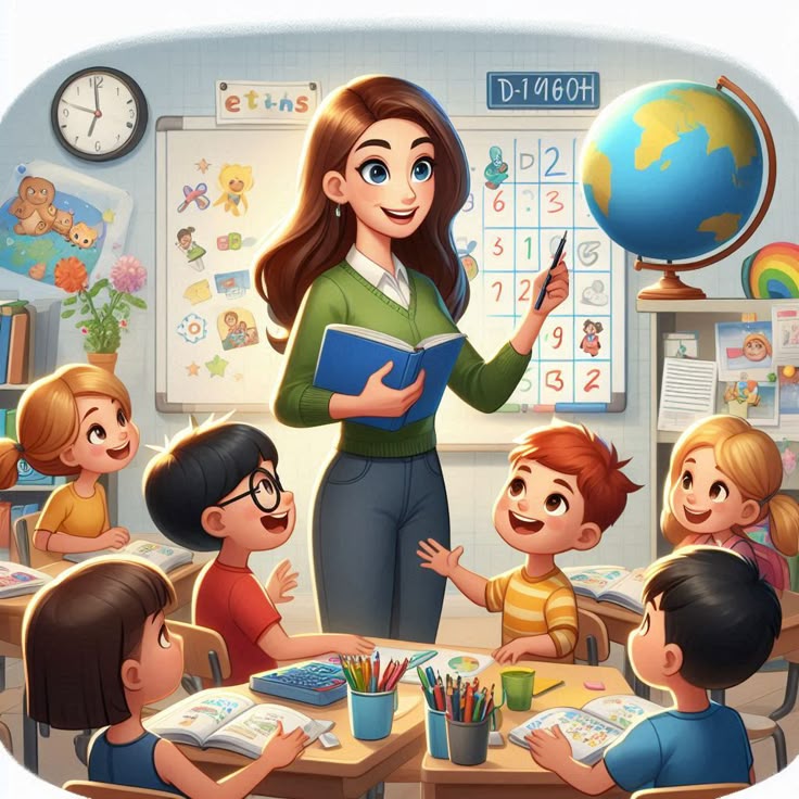 Hình ảnh cô giáo chibi cute - lớp học