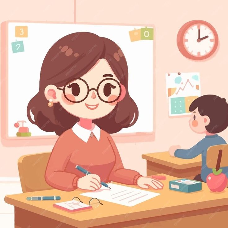 Hình ảnh cô giáo chibi cute - ở trong lớp học