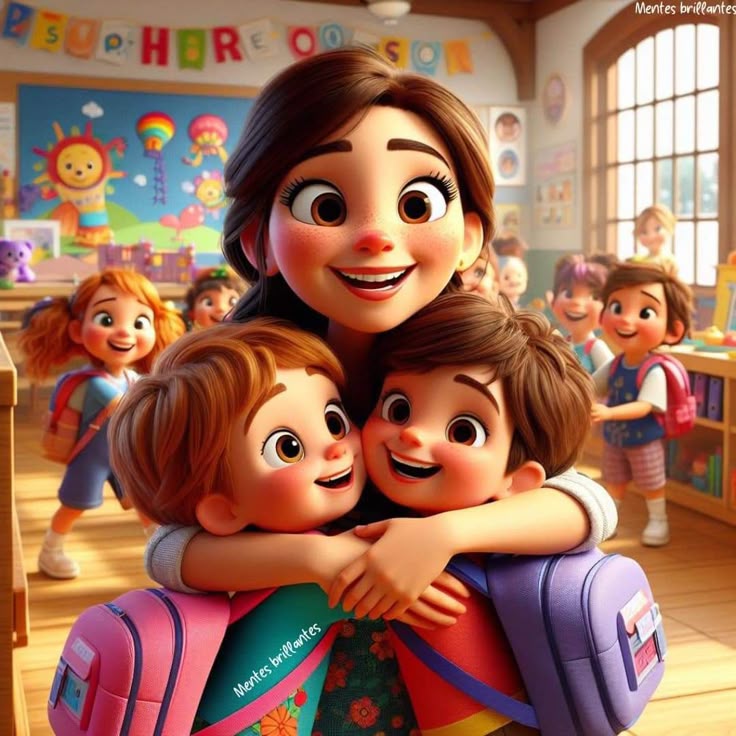 Hình ảnh cô giáo chibi cute - ôm học sinh