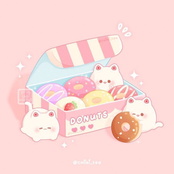 Hình ảnh đồ ăn chibi cute - Bánh donut