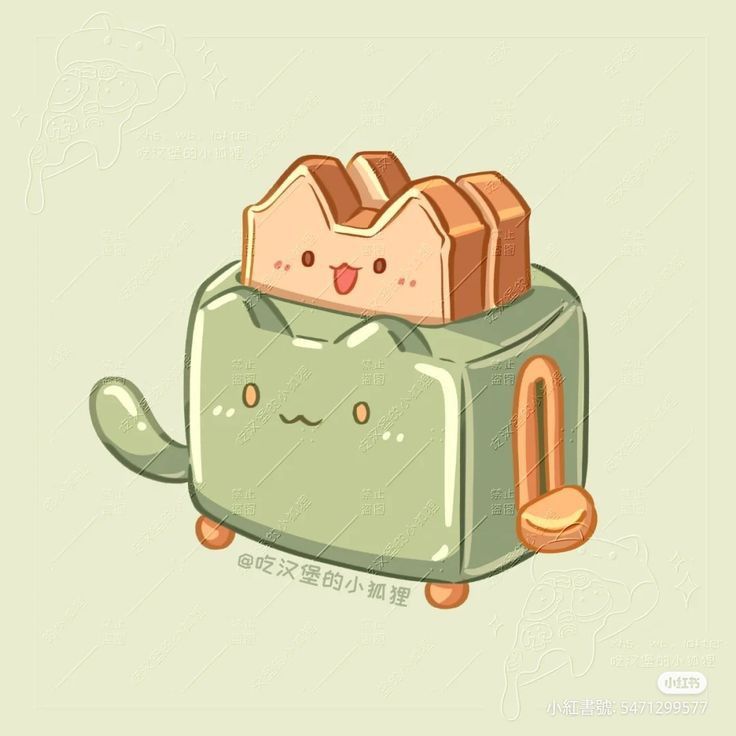 Hình ảnh đồ ăn chibi cute - bánh mì nướng