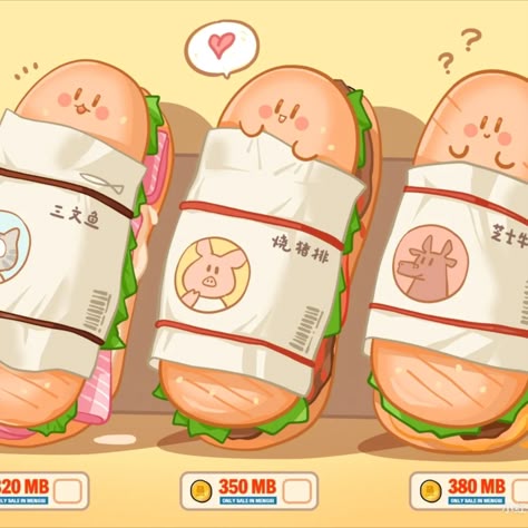 Hình ảnh đồ ăn chibi cute - bánh mì