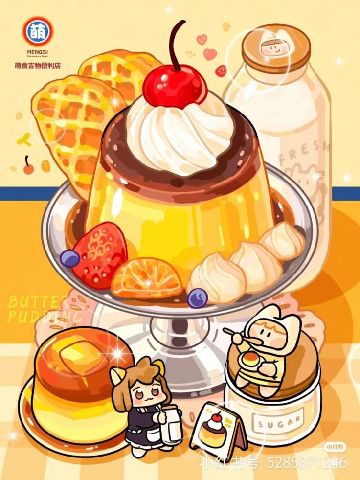 Hình ảnh đồ ăn chibi cute - bánh ngọt