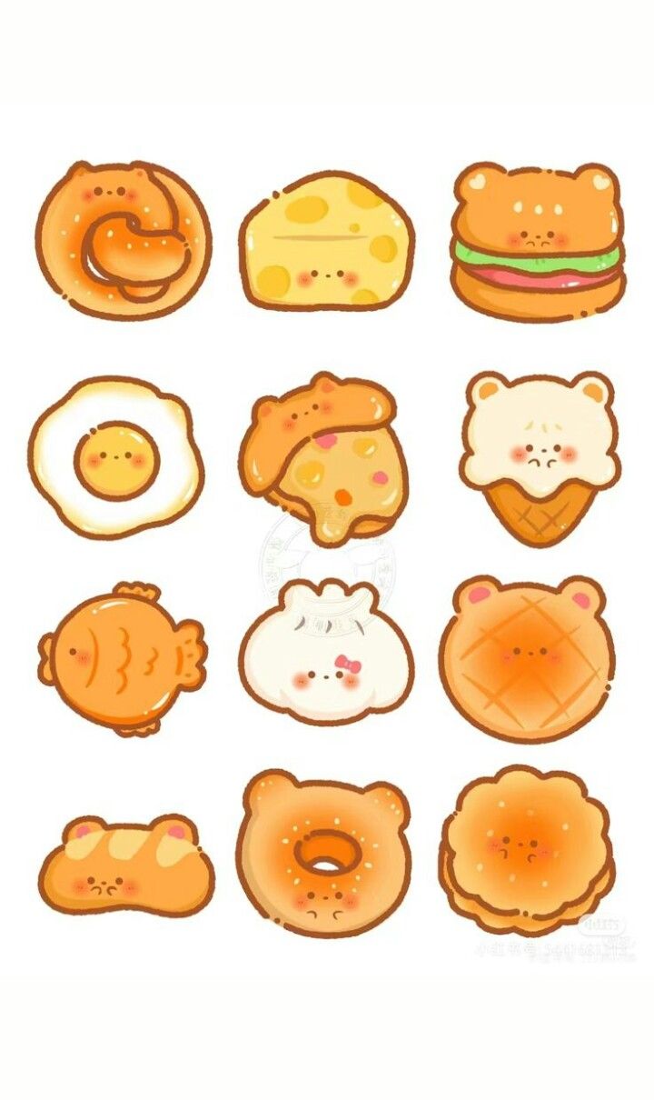 Hình ảnh đồ ăn chibi cute - bánh tổng hợp