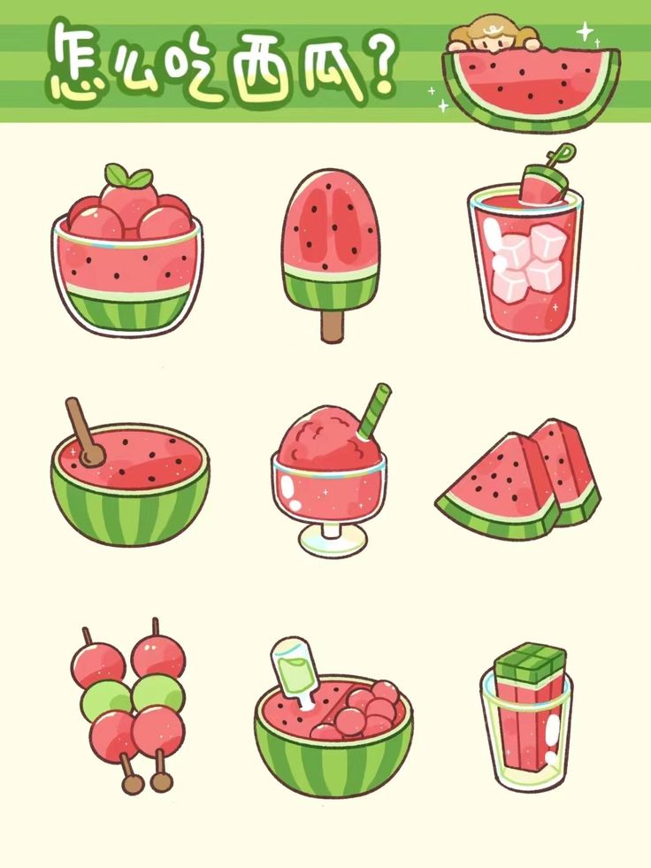Hình ảnh đồ ăn chibi cute - dưa hấu