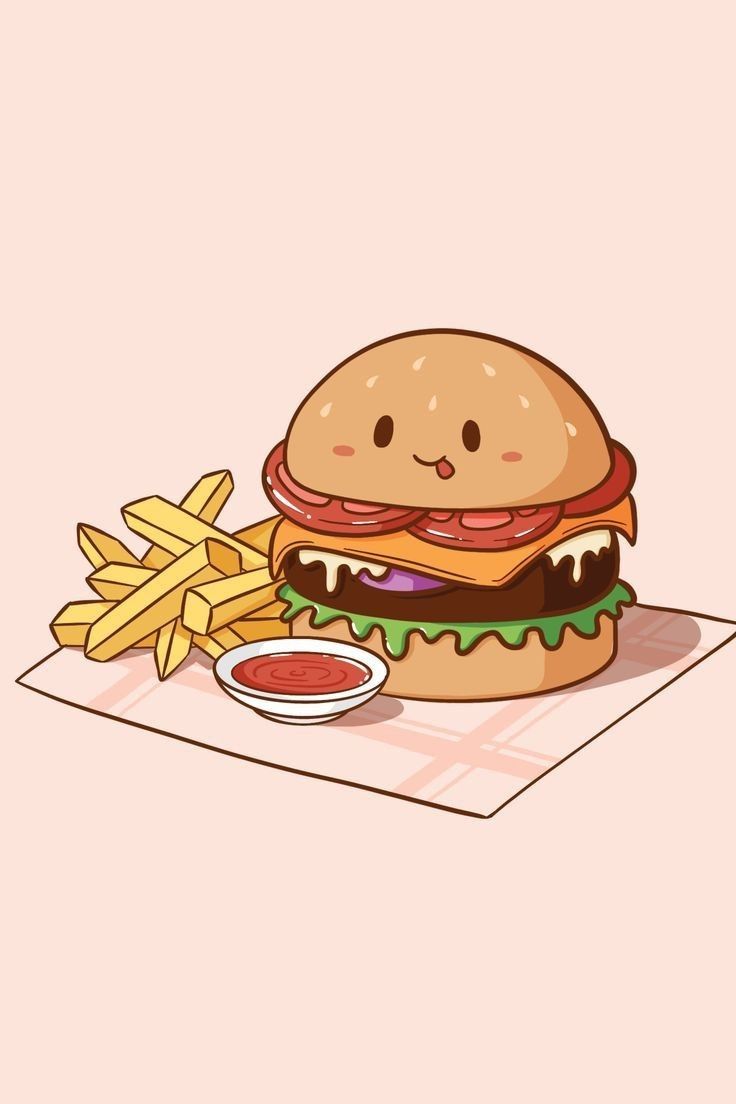 Hình ảnh đồ ăn chibi cute - hamburger