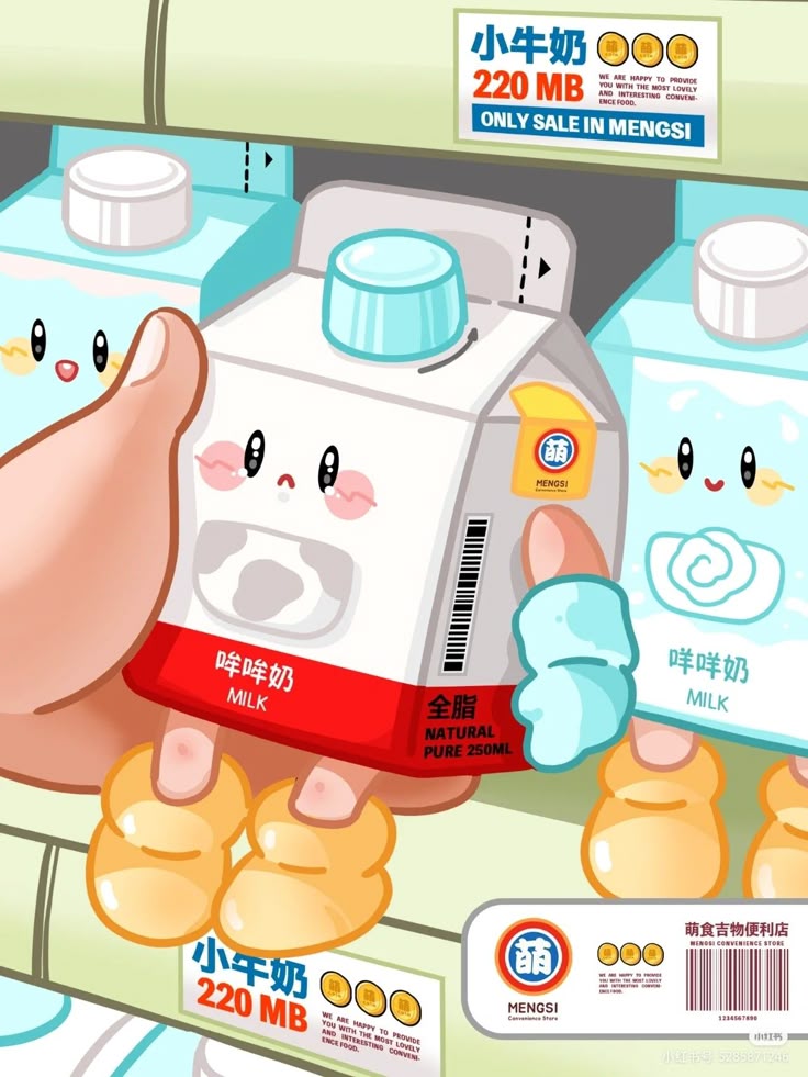 Hình ảnh đồ ăn chibi cute - hộp sữa