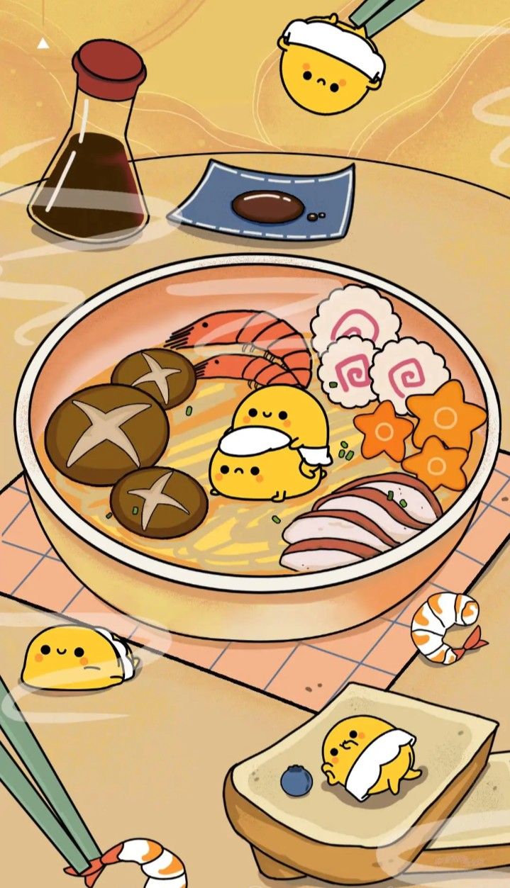 Hình ảnh đồ ăn chibi cute - Lẩu thập cẩm