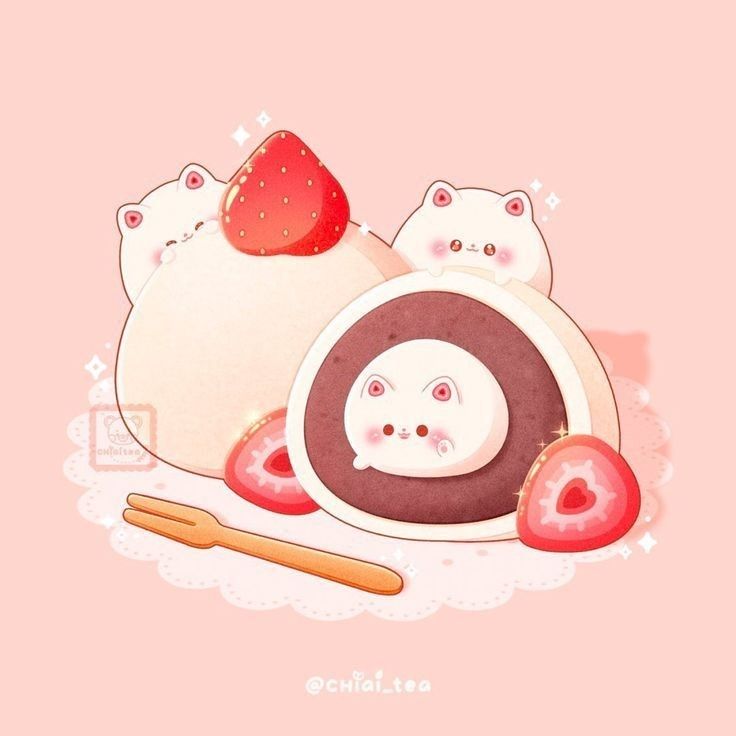 Hình ảnh đồ ăn chibi cute - mochi