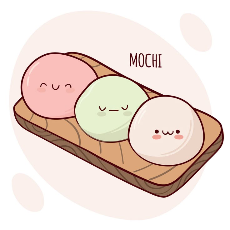 Hình ảnh đồ ăn chibi cute - mochi 3 màu