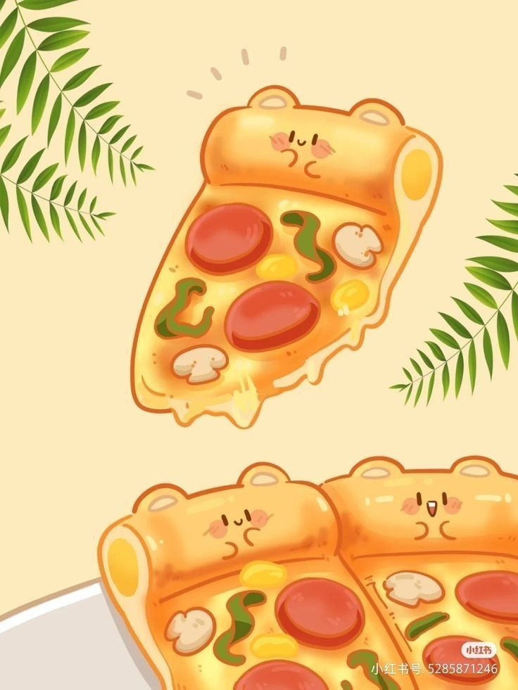 Hình ảnh đồ ăn chibi cute - pizza