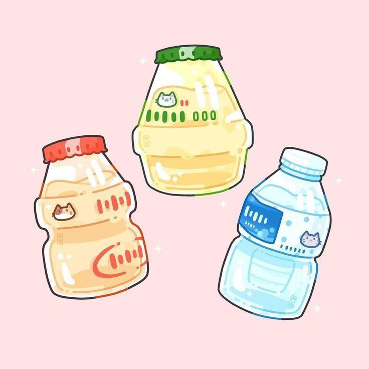 Hình ảnh đồ ăn chibi cute - sữa