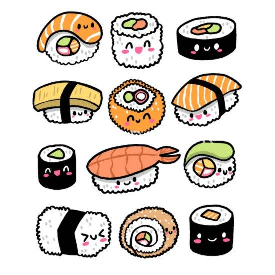 Hình ảnh đồ ăn chibi cute - sushi