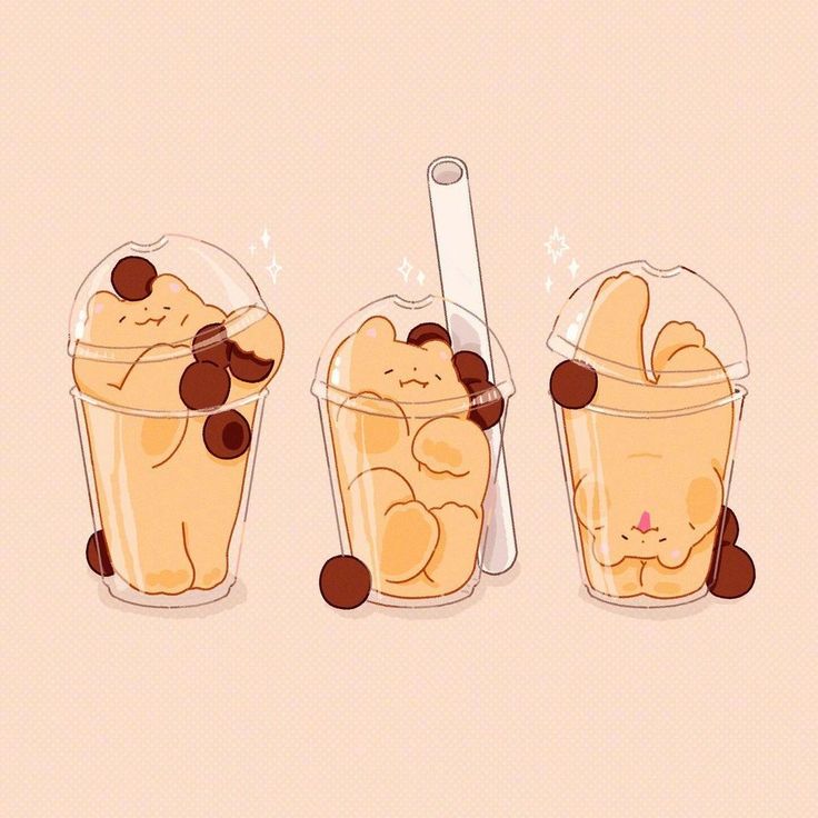 Hình ảnh đồ ăn chibi cute - trà sữa mèo