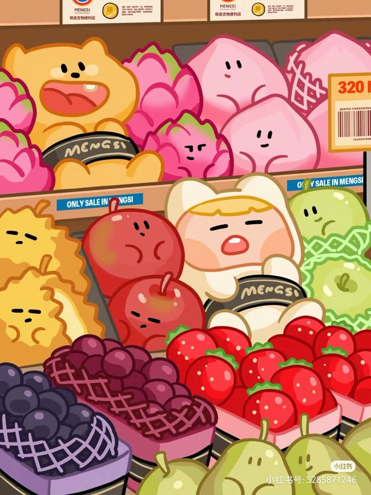 Hình ảnh đồ ăn chibi cute - trái cây