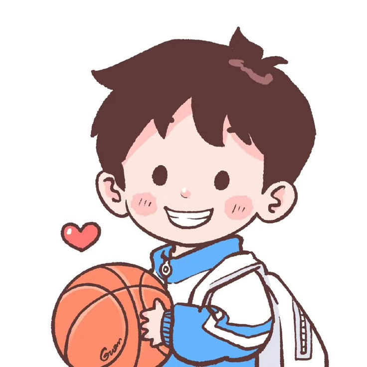 Hình ảnh học sinh chibi - cậu bé chơi bóng rổ