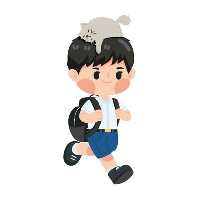 Hình ảnh học sinh chibi cute - cùng chú mèo