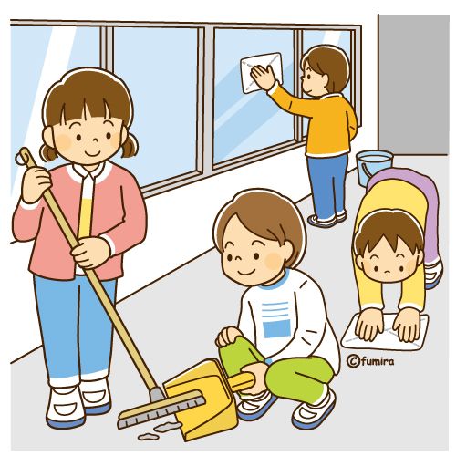 Hình ảnh học sinh chibi cute - dọn dẹp