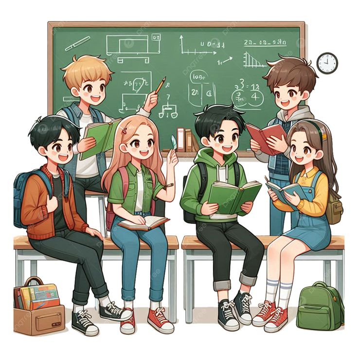 Hình ảnh học sinh chibi cute - học nhóm