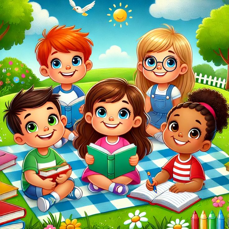 Hình ảnh học sinh chibi cute - tiết học ngoài trời