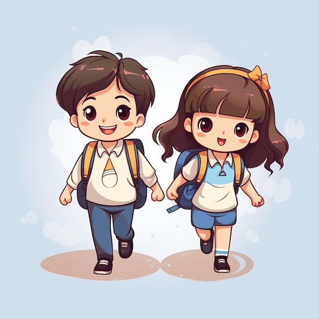 Hình ảnh học sinh chibi cute - trai gái