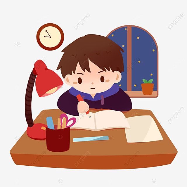 Hình ảnh học sinh chibi - học bài đêm