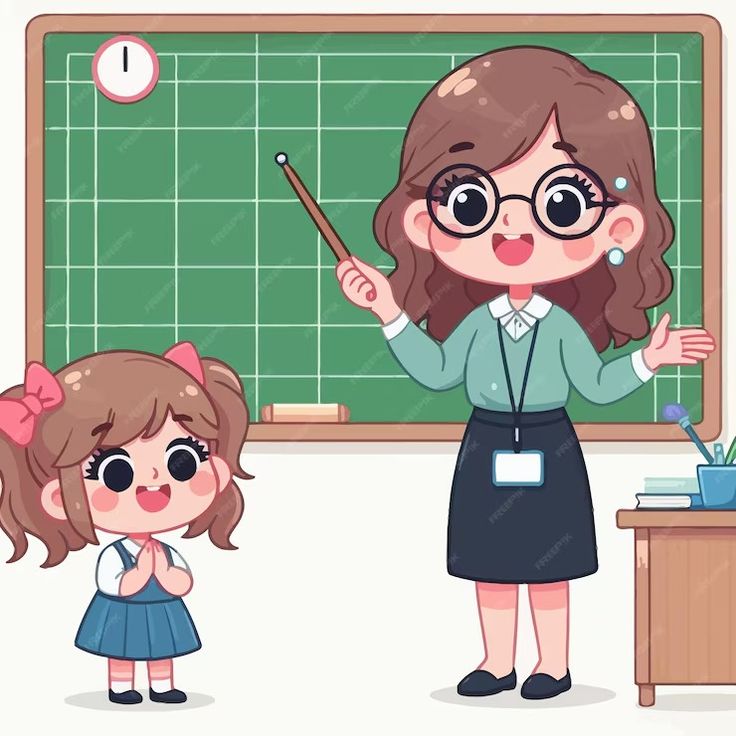 Hình ảnh học sinh chibi - học cùng cô giáo