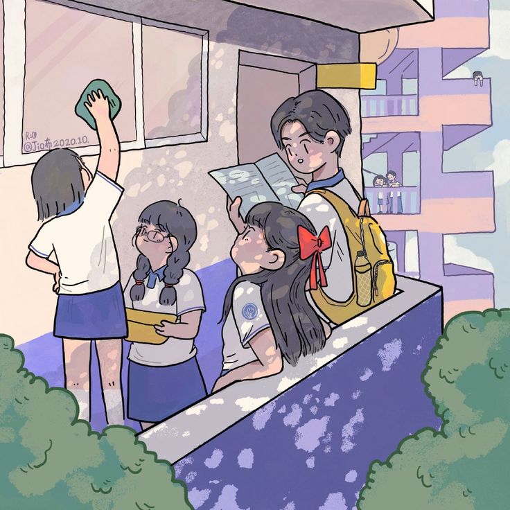 Hình ảnh học sinh chibi - trực nhật