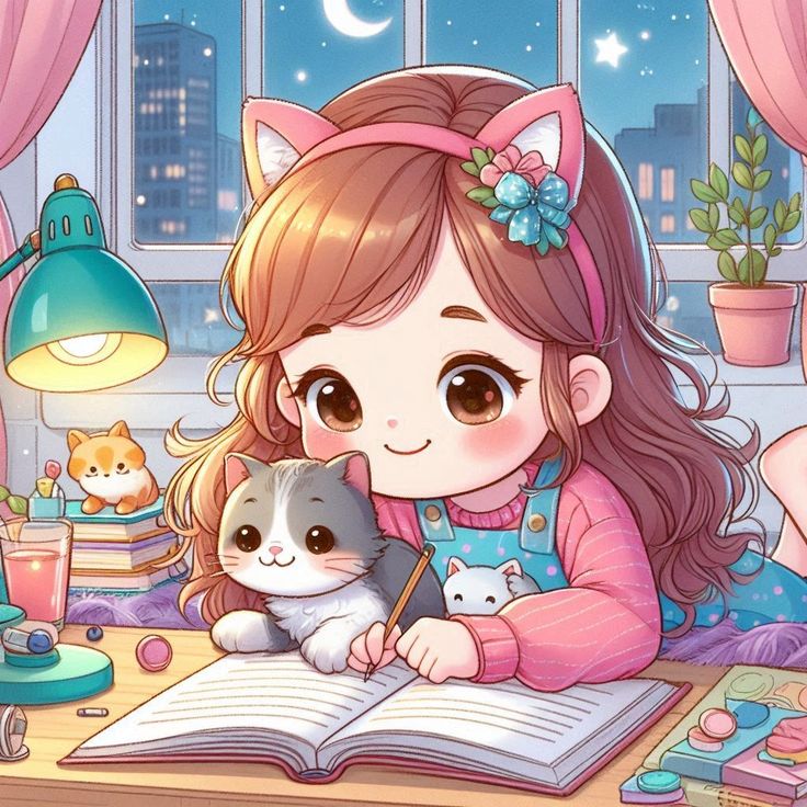 Hình ảnh học sinh chibi - và thú cưng