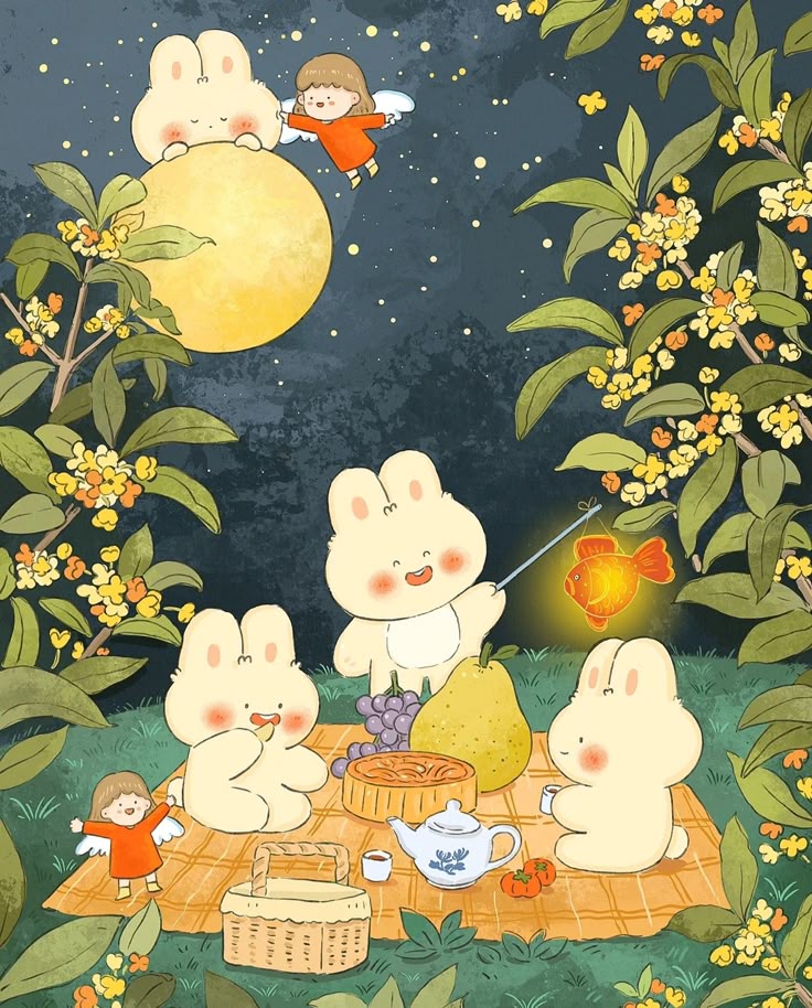 Hình ảnh thỏ chibi cute - bé thỏ đón trung thu
