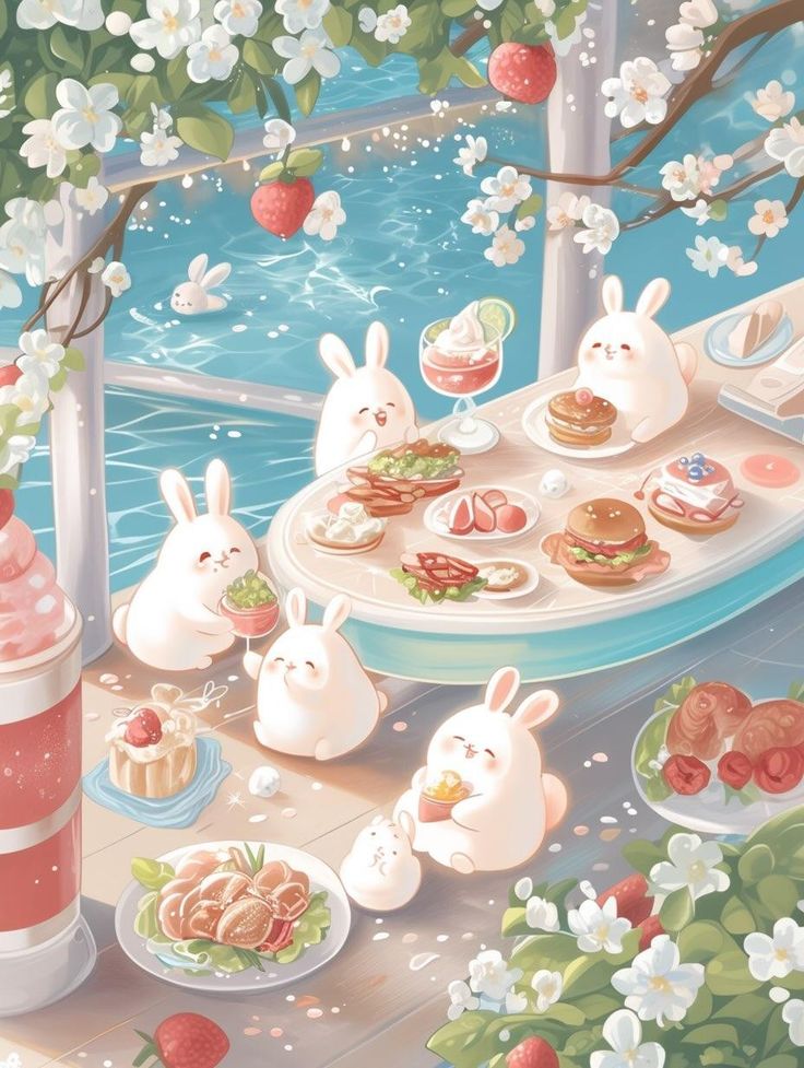 Hình ảnh thỏ chibi cute - bữa tiệc ngọt ngào