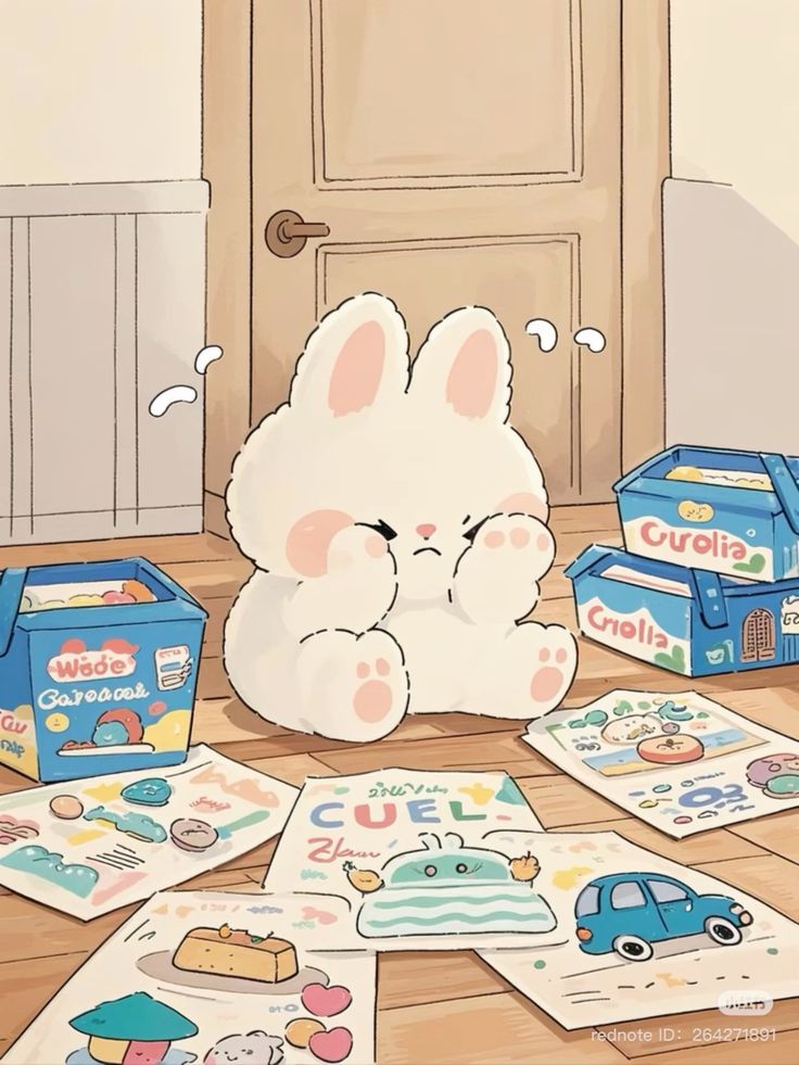 Hình ảnh thỏ chibi cute - buồn bã