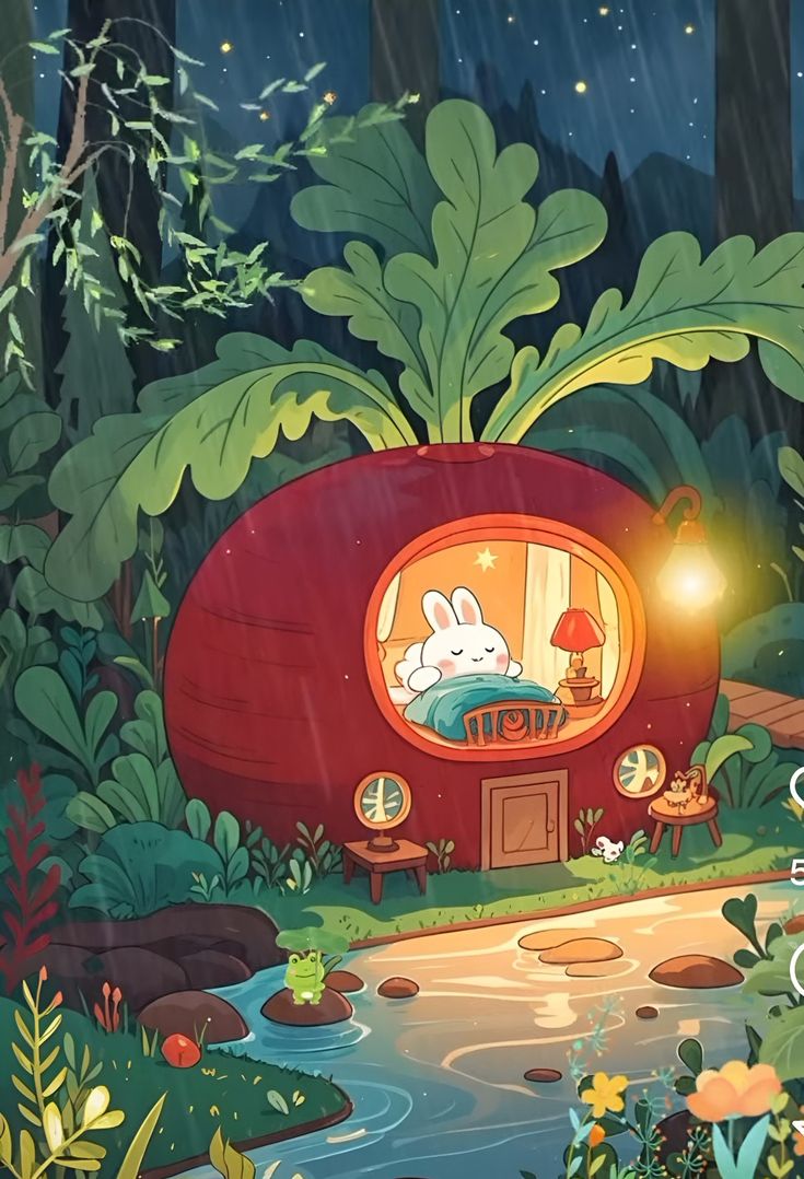 Hình ảnh thỏ chibi cute - căn nhà cà rốt