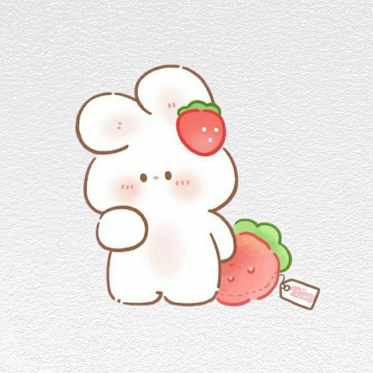 Hình ảnh thỏ chibi cute - dâu tây