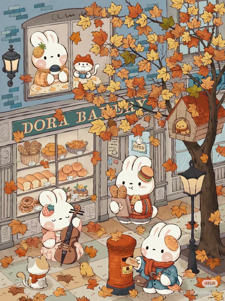Hình ảnh thỏ chibi cute - đêm mùa thu